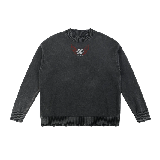 Vintage Washed Hand-Frayed Sweater